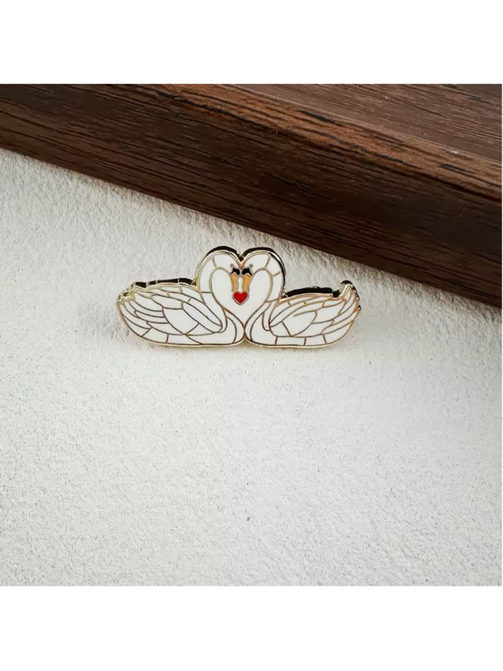 Beautiful Swan Couple Heart Enamel Pin
